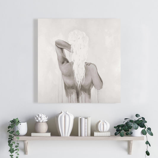 Beautiful Dreamy Woman Sepia Beige Canvas | Home Decor Art