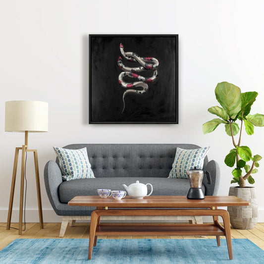 Snake Flowers Canvas | Animal Decor, Leaves Framed Wall Art