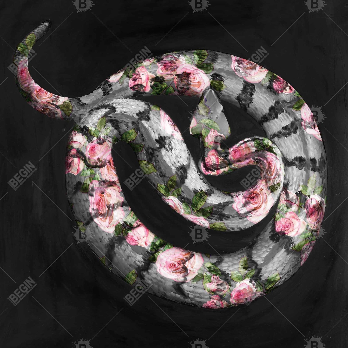Toile Fleurs vénéneuses et animaux noirs | Décoration d'intérieur moderne