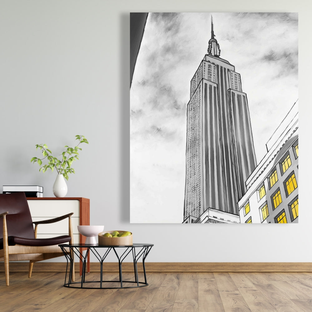 Empire State Building Outline Canvas | Home Decor Wall Art