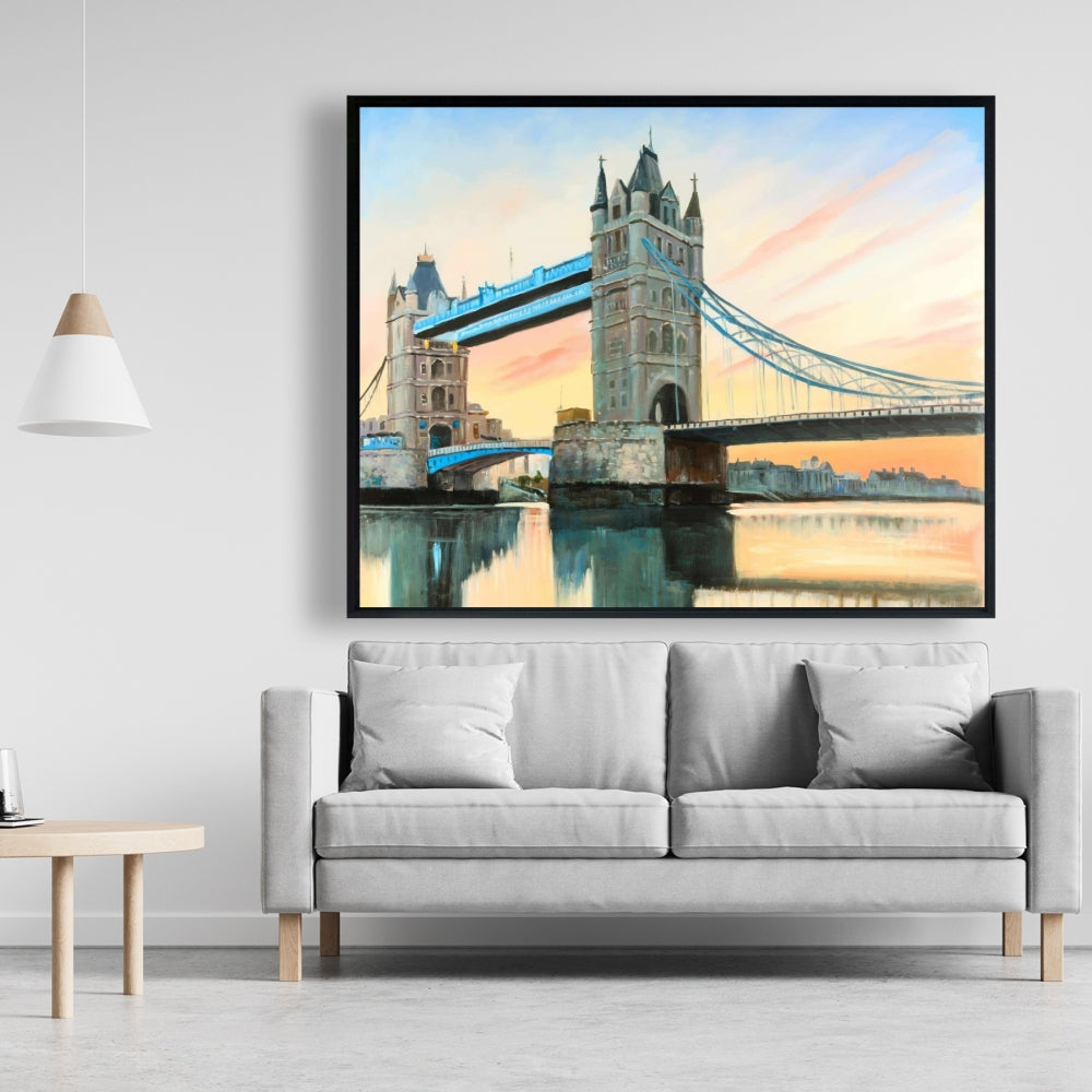 Sunset on London Bridge Canvas | Contemporary Bedroom Decor