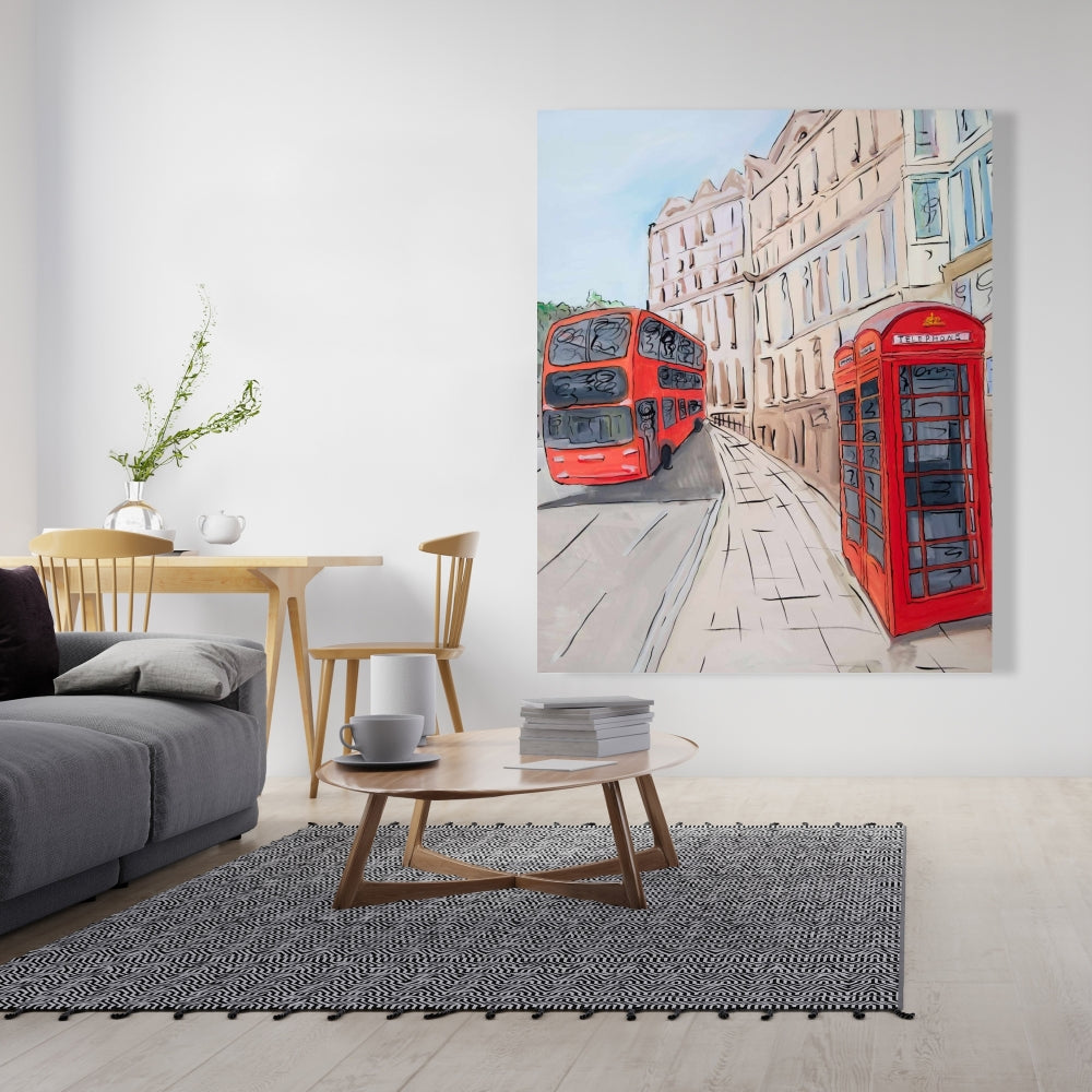 Industrial Bedroom Canvas - London Bus & Telephone Booth Decor