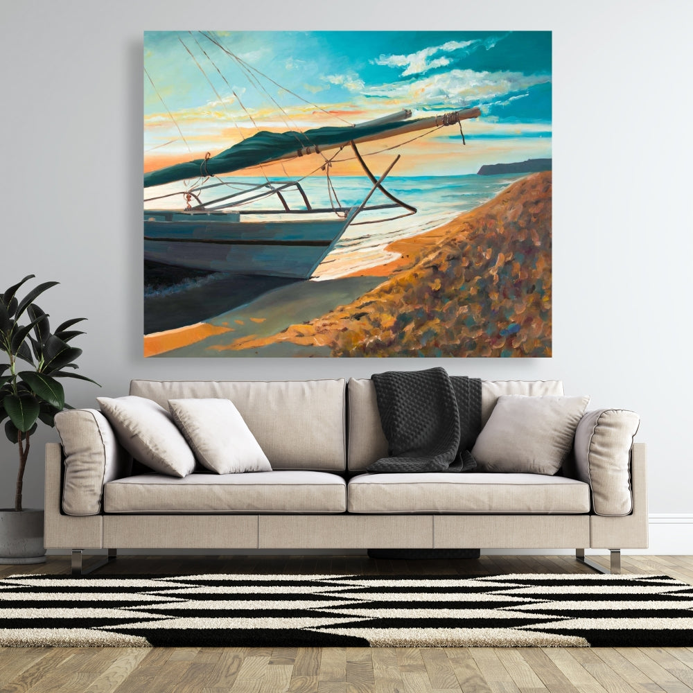 Peaceful Seaside Coastal Exotic Blue Canvas | Home Decor Art