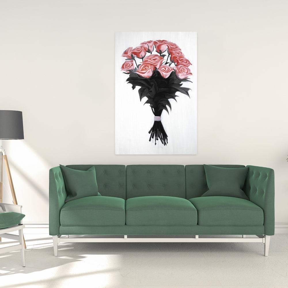 Romantic Coral Roses Canvas | Floral Botanical Home Decor
