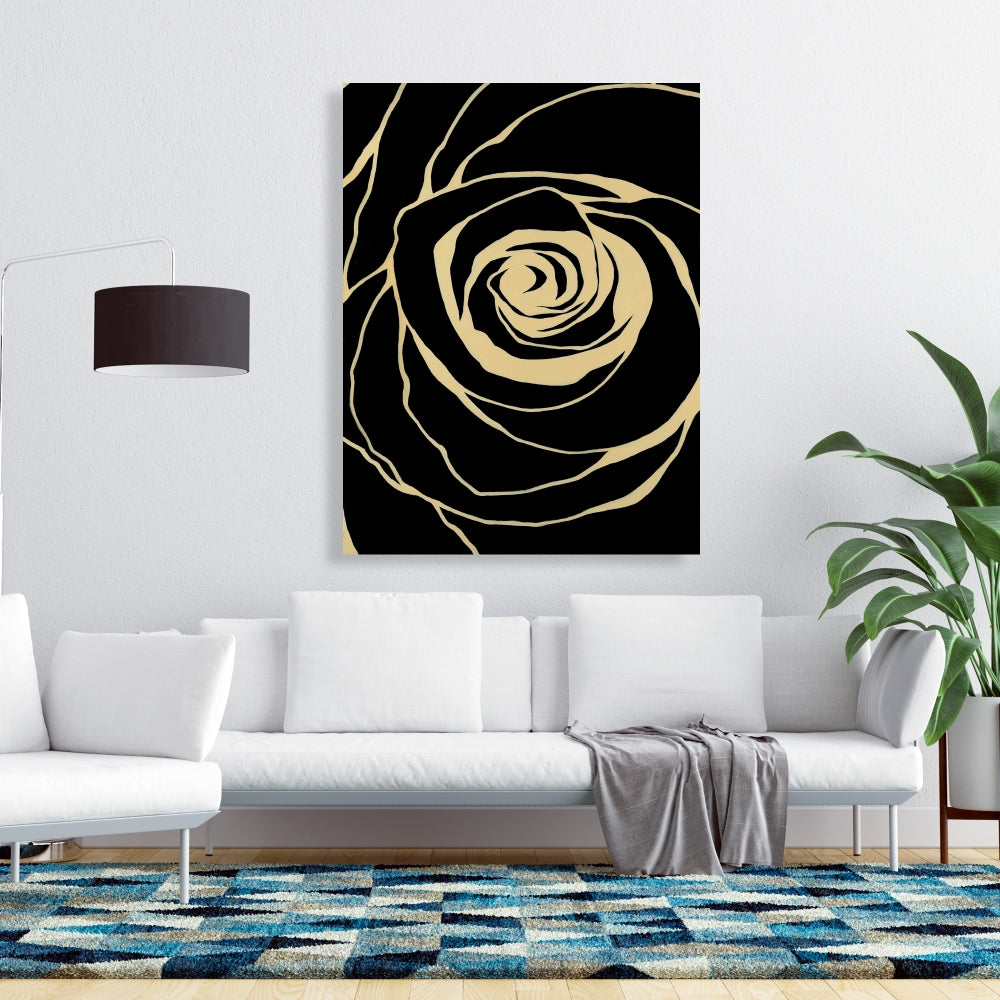 Romantic Black Rose Canvas - Elegant Bedroom Wall Art Decor