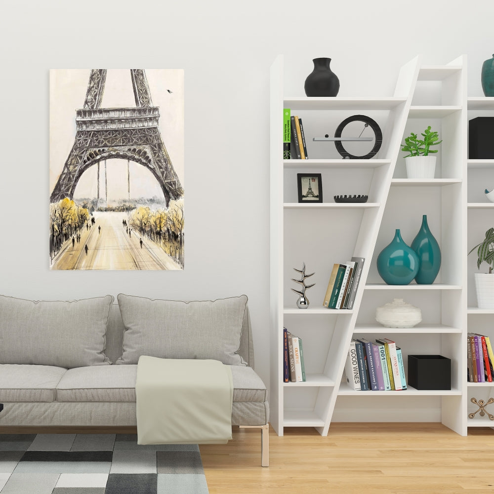 Eiffel Tower Canvas - Gray Bedroom Decor with Flying Birds