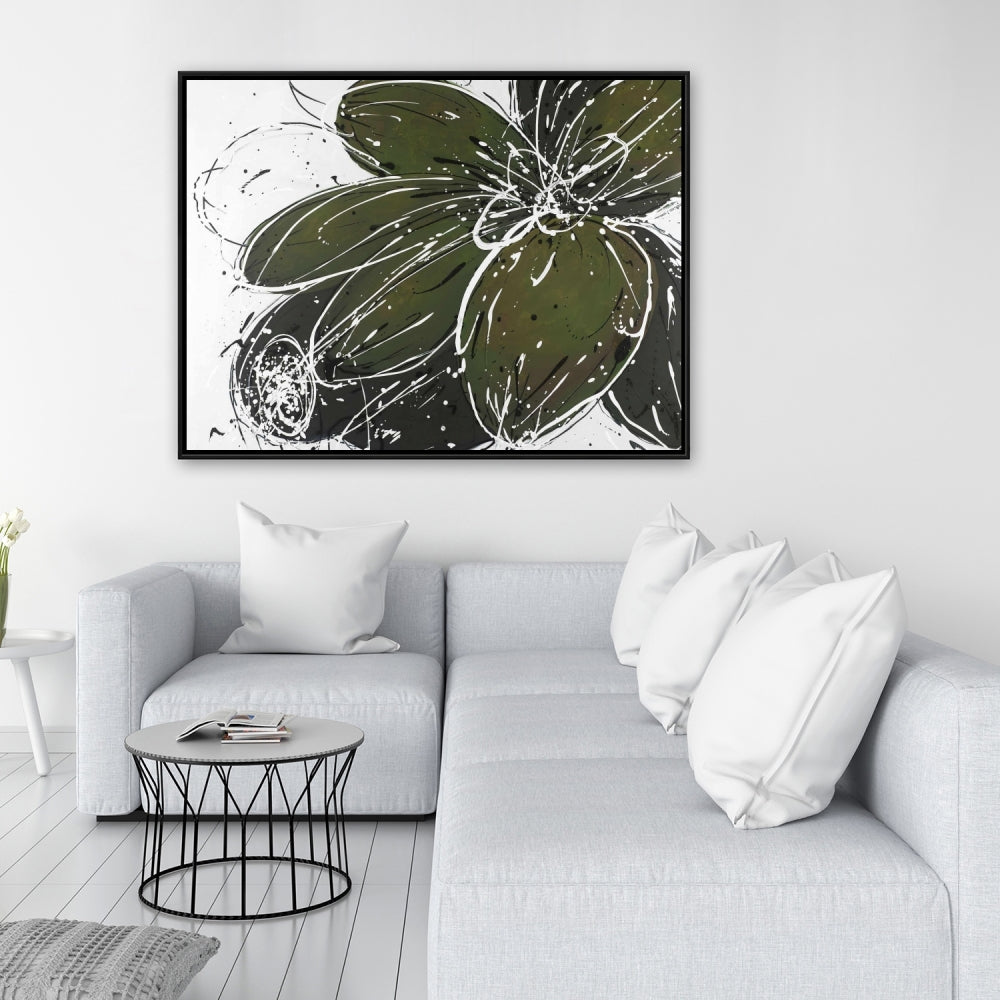 White Bedroom Botanical Canvas | Green Flower Home Decor