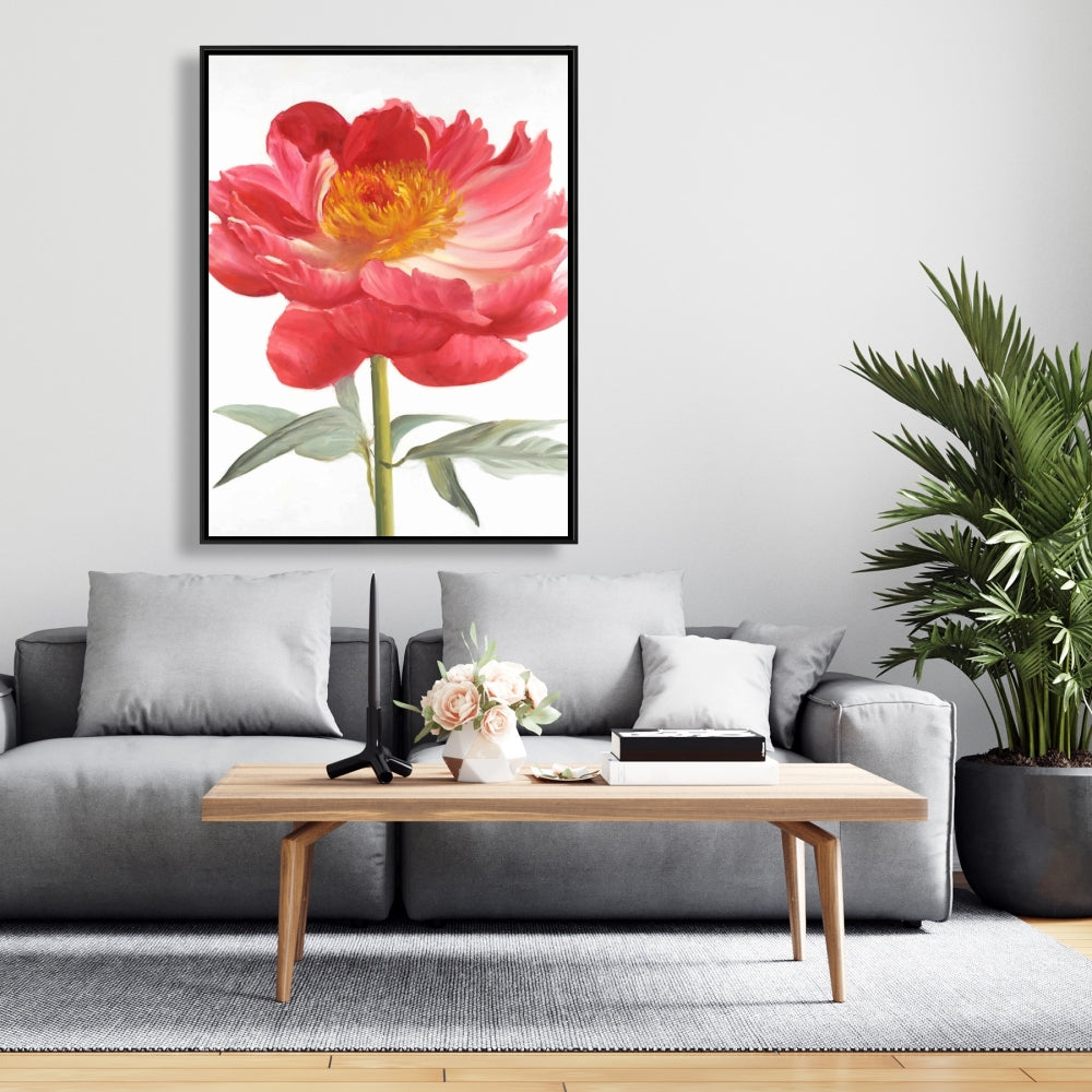 Pink Peony Floral Canvas | Botanical Bedroom Decor Frame