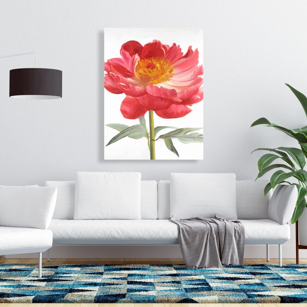 Pink Peony Botanical Canvas | Contemporary Bedroom Decor