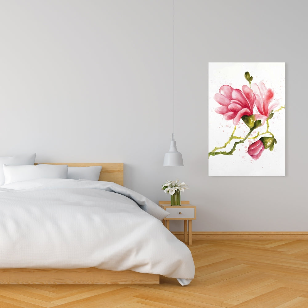 Romantic Magnolia Flowers Canvas - Floral Bedroom Wall Art
