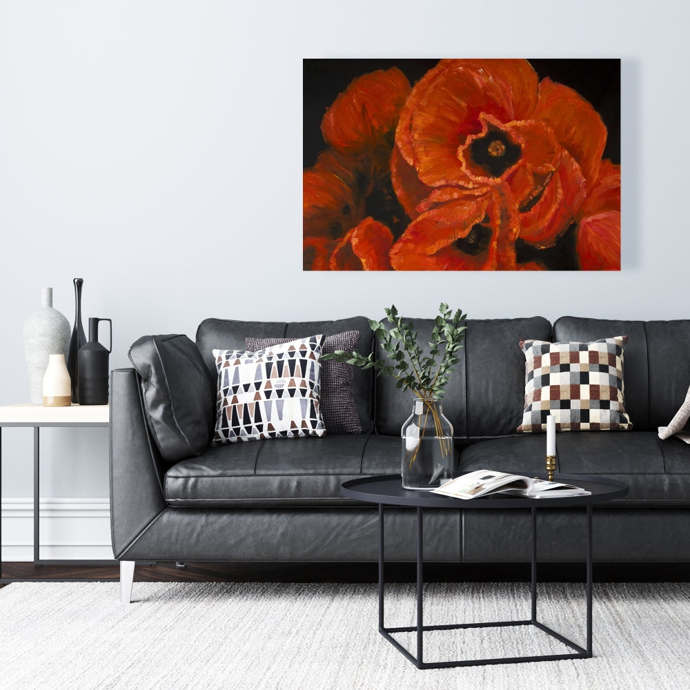 Poppy Bouquet Botanical Canvas - Contemporary Bedroom Decor