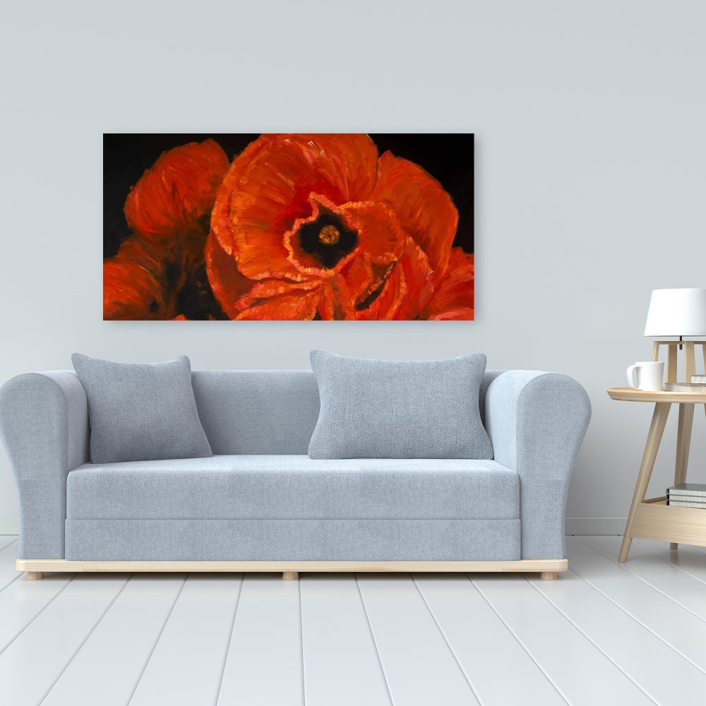 Poppy Bouquet Botanical Canvas - Contemporary Bedroom Decor