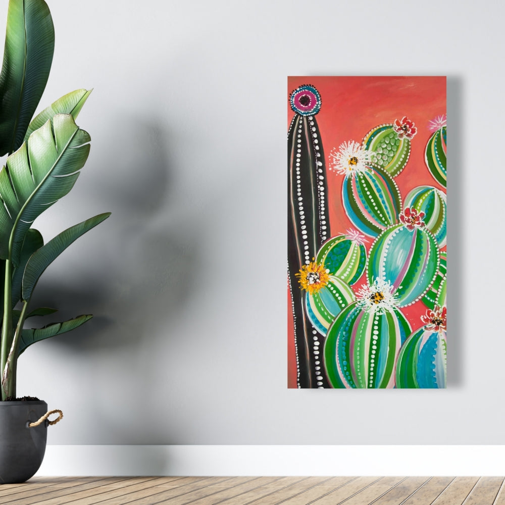 Rainbow Cactus Botanical Canvas | Exotic Livingroom Decor