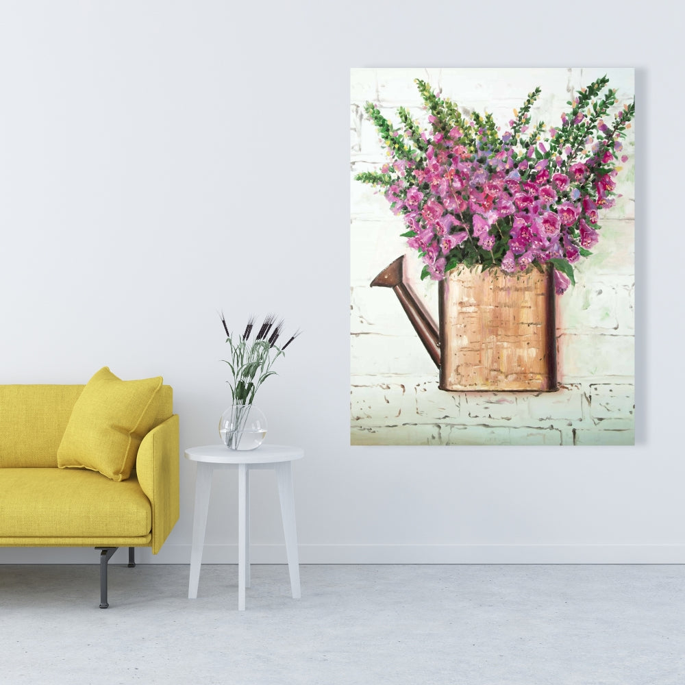 Rustic Purple Foxglove Floral Canvas | Botanical Home Decor