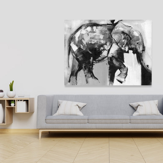 Beautiful Monochrome Elephant Canvas | African Home Decor