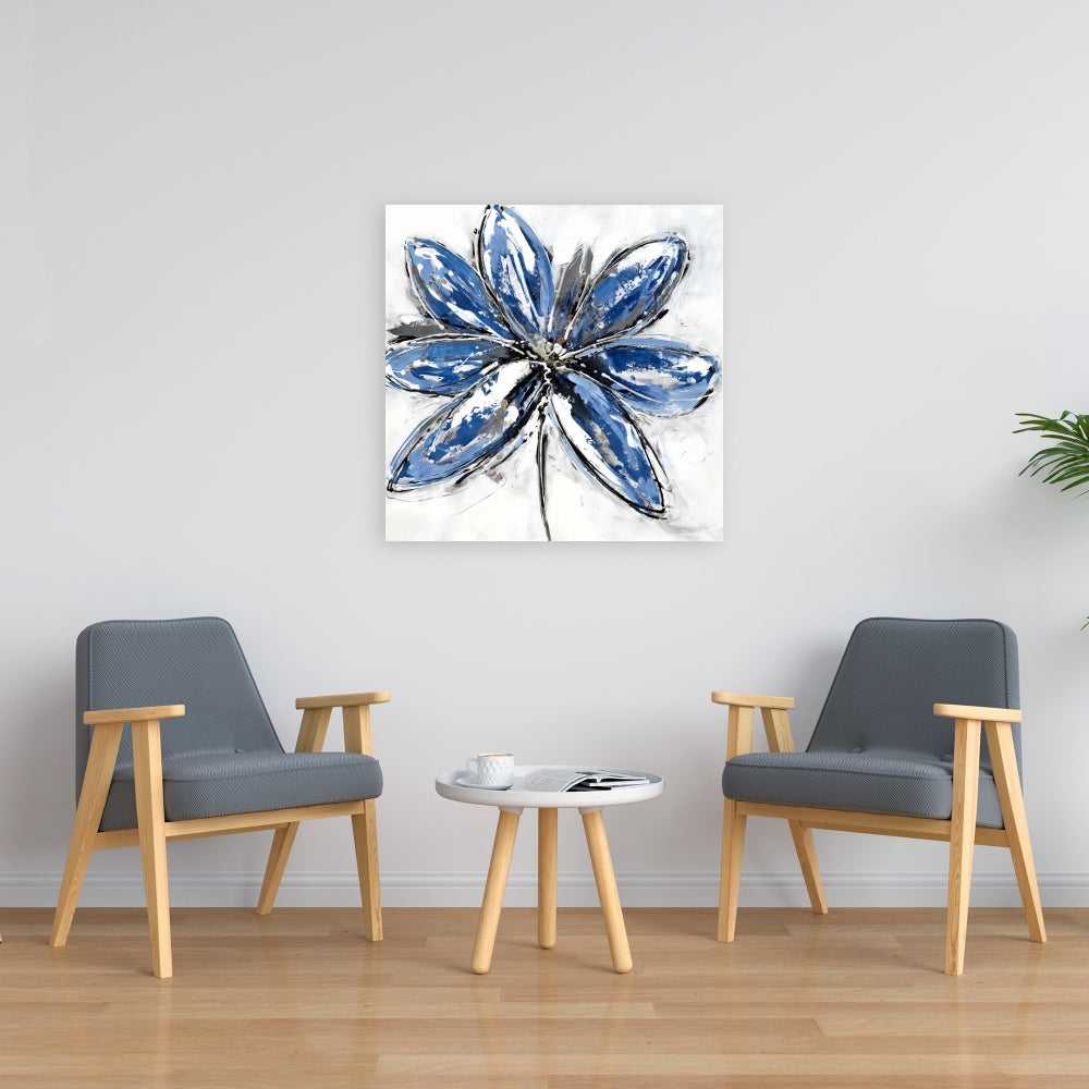 Classic Blue Botanical Canvas - Blue Petal Bedroom Decor