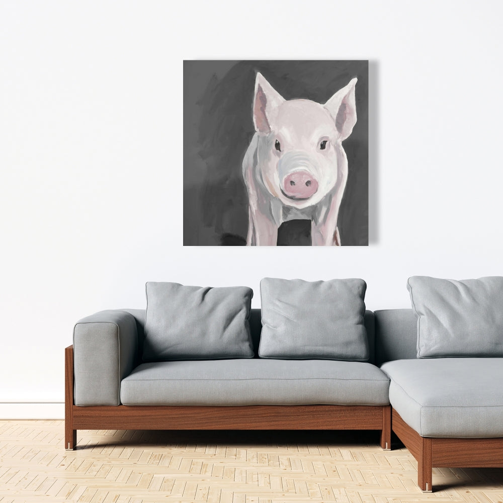 Rustic Little Piglet Canvas | Animal Home Decor for Livingroom