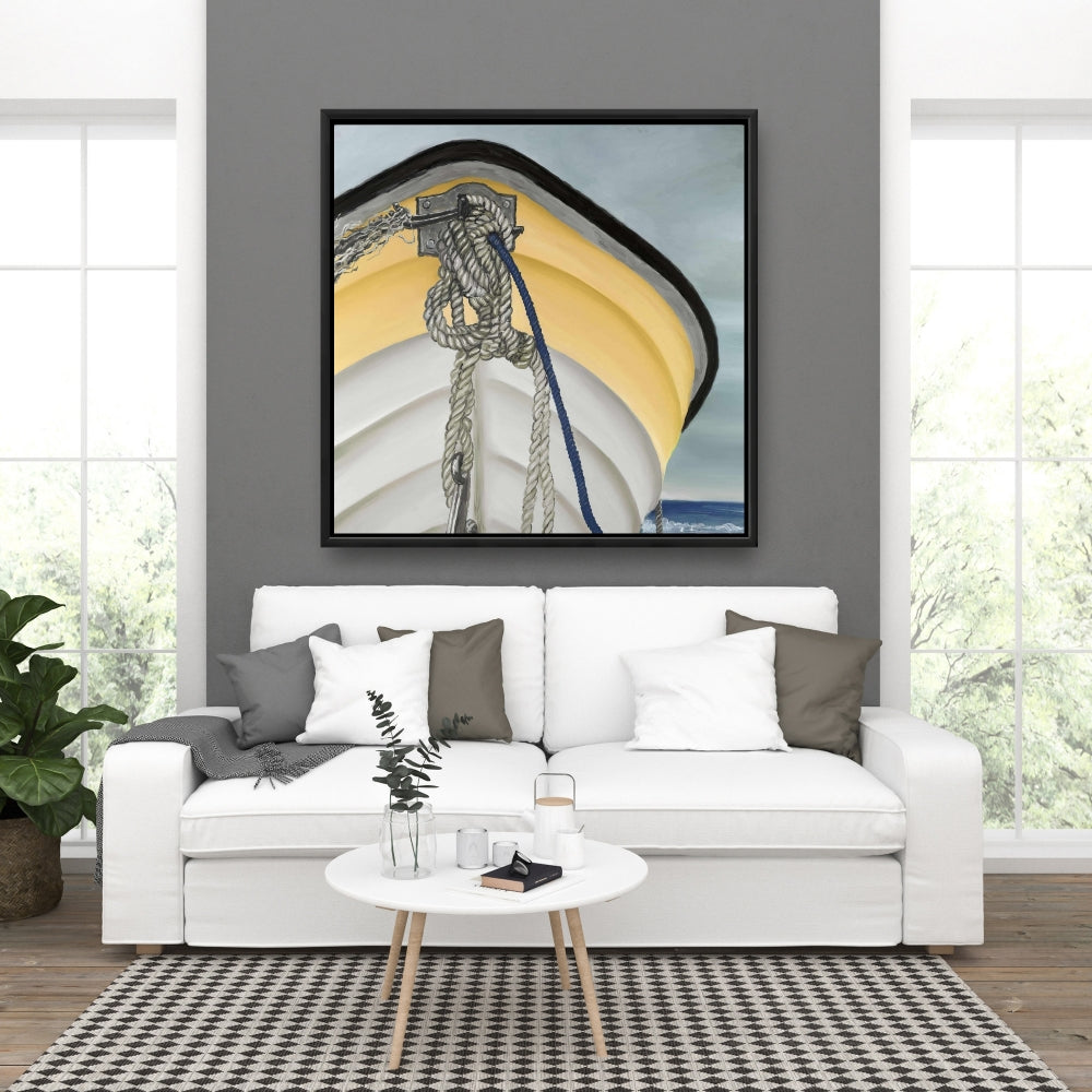 Yellow Boat Coastal Canvas | Marine Home Decor Wall Art