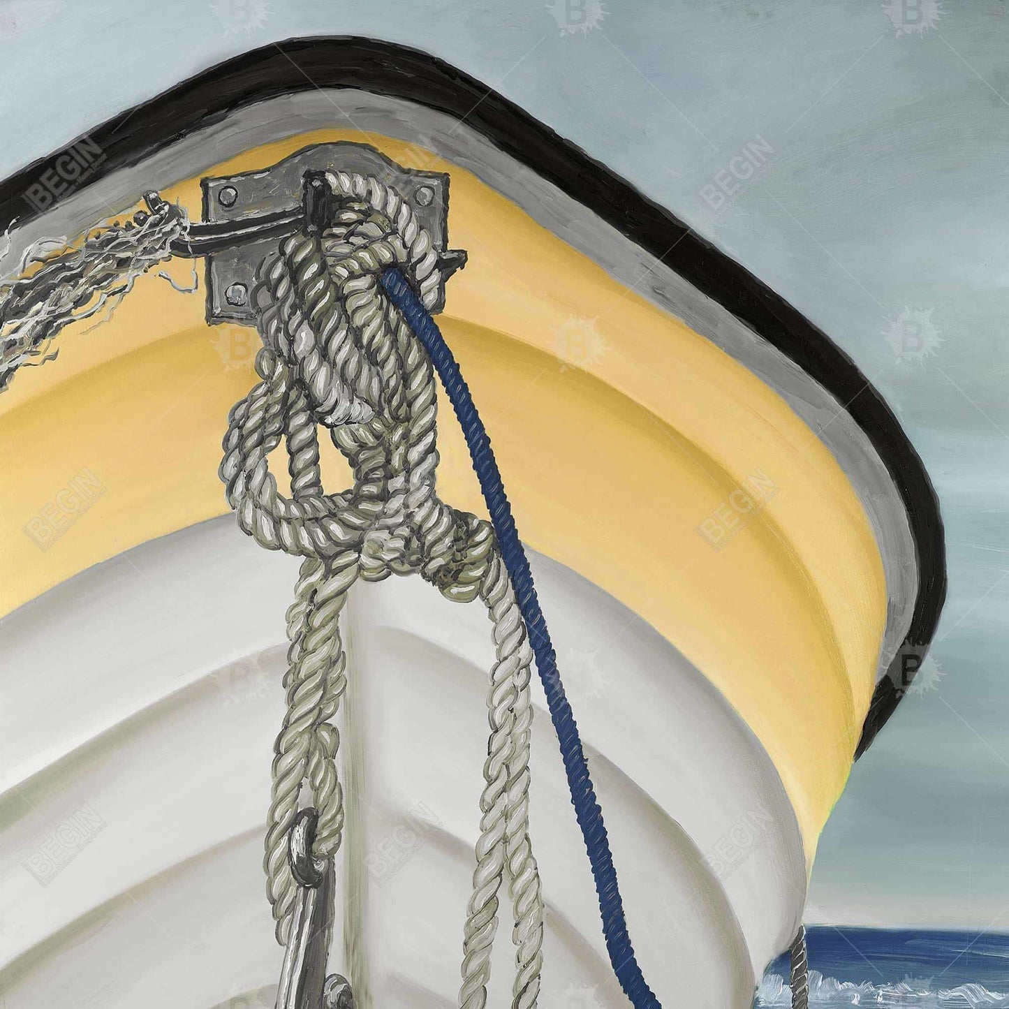 The Yellow Boat Coastal Canvas - Nautical Home Decor Wall Art