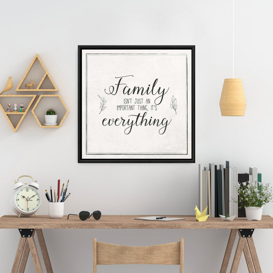 Toile encadrée « Ferme familiale » – Citations beiges et décoration motivante