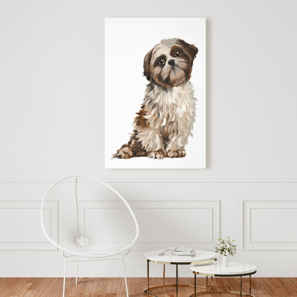 Toile de chambre marron Shih-tzu - Décoration d'intérieur illustrative