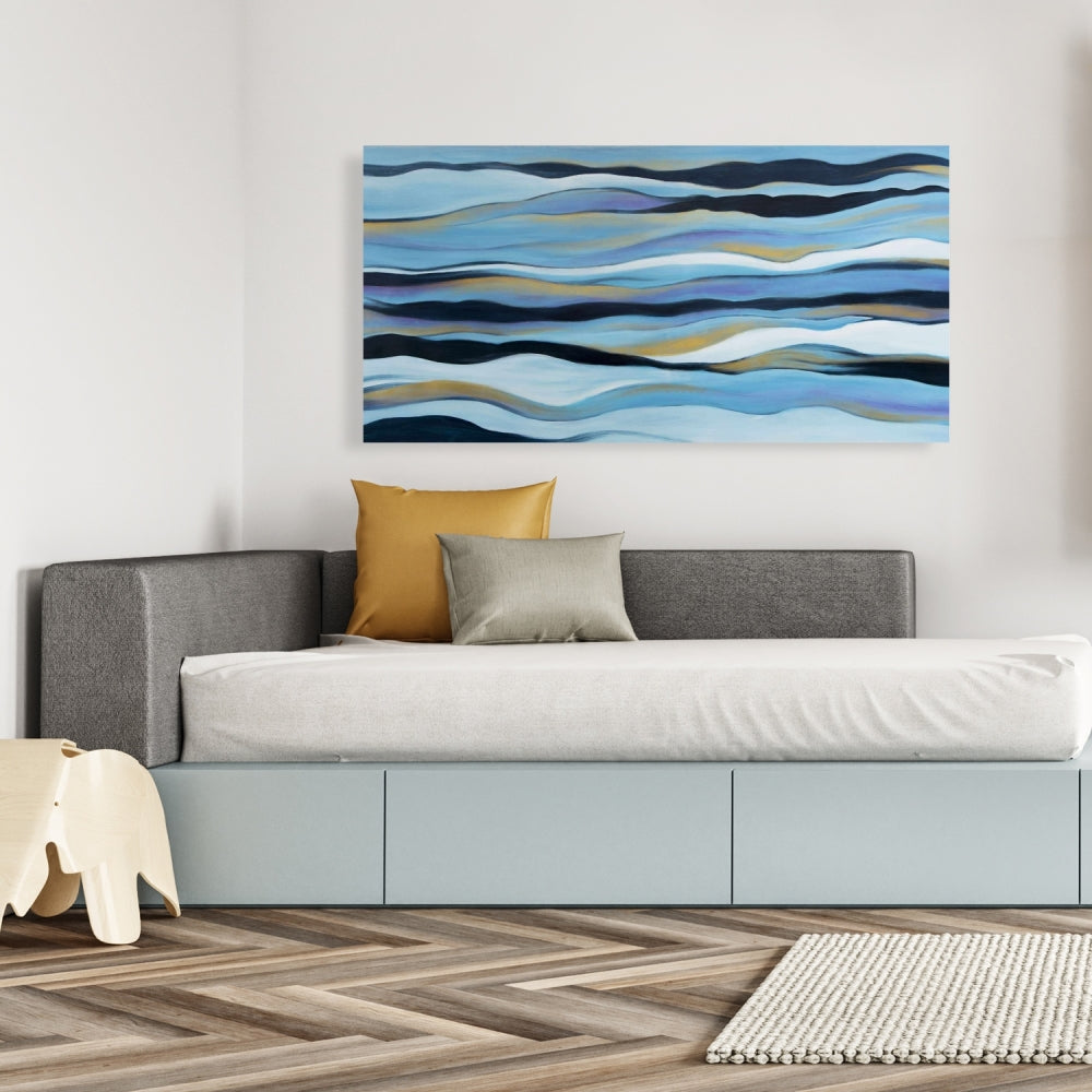 Blue Sweep Abstract Canvas - Contemporary Bathroom Decor