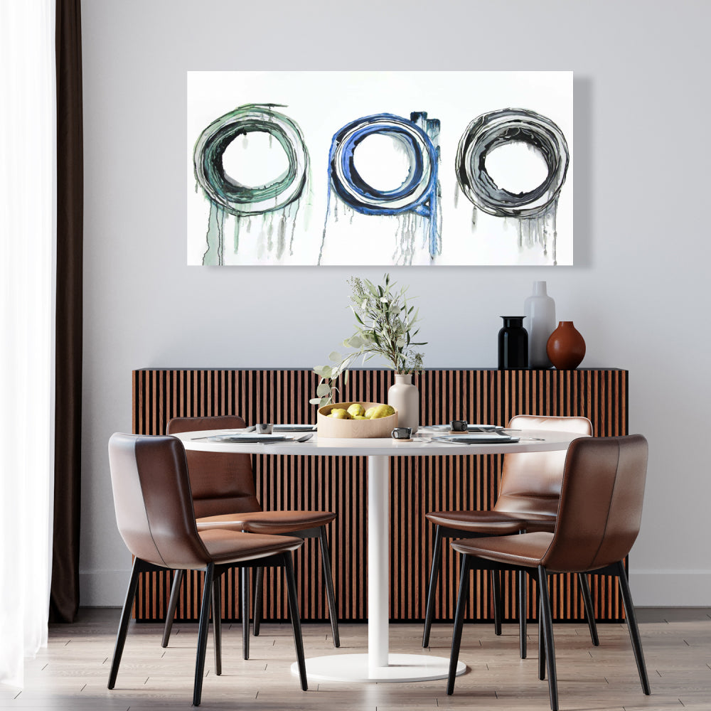 Modern Blue Shapes Canvas - Trio of Circles Home Decor