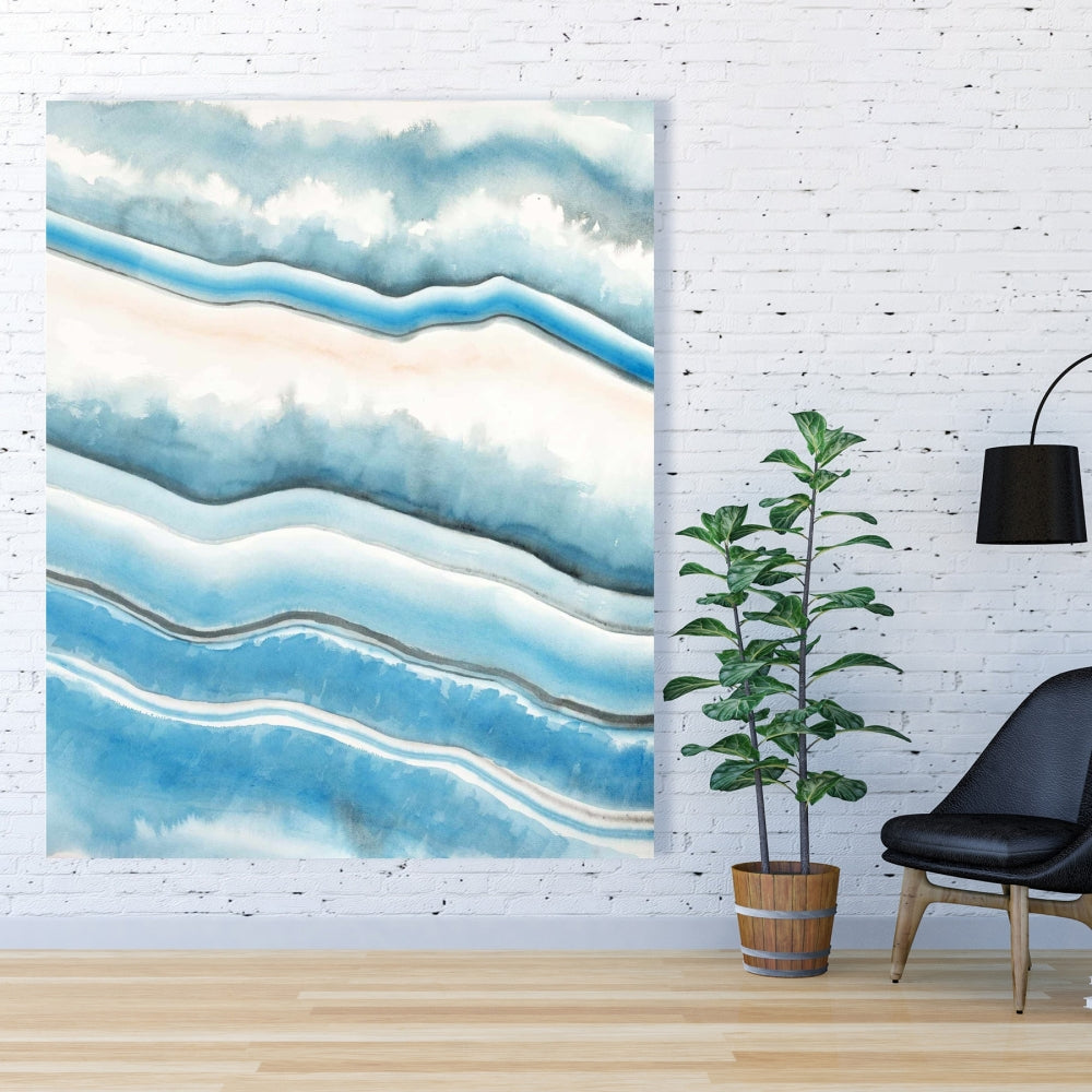 Textured Geode Canvas - Minerals Abstract Blue Home Decor