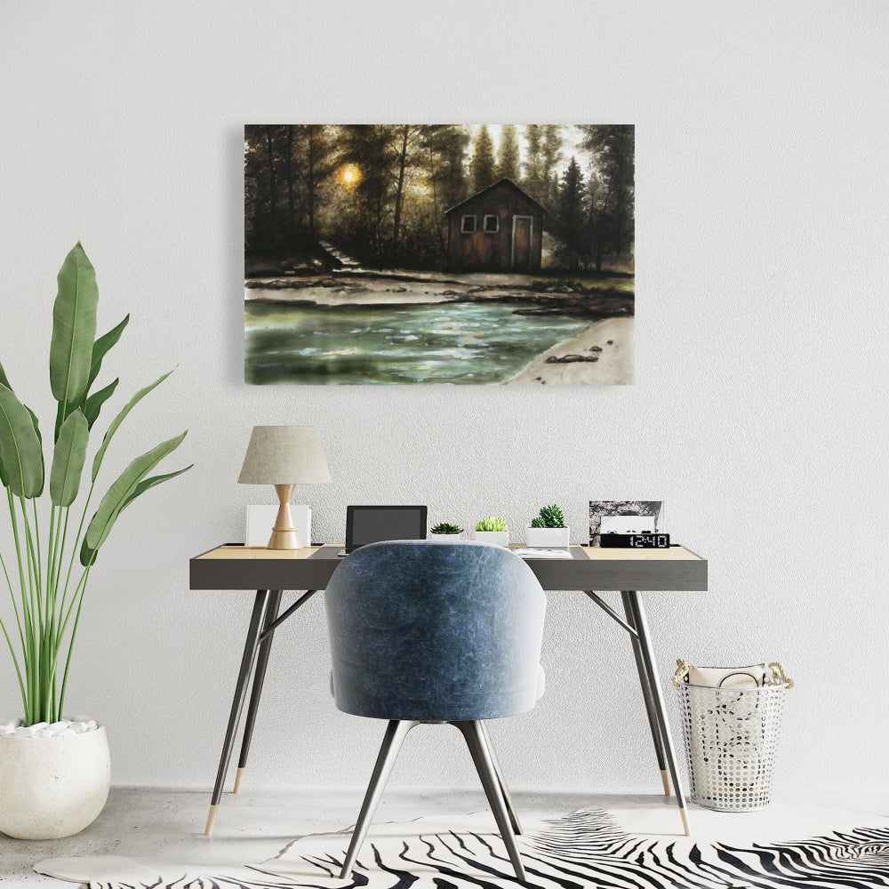 Rustic Landscapes Brown Canvas | Cabin in the Forest Decor