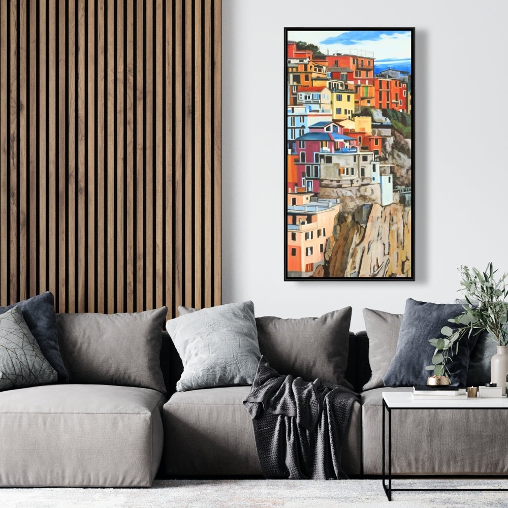 View of Manarola Italy | Exotic Framed Canvas Home Decor