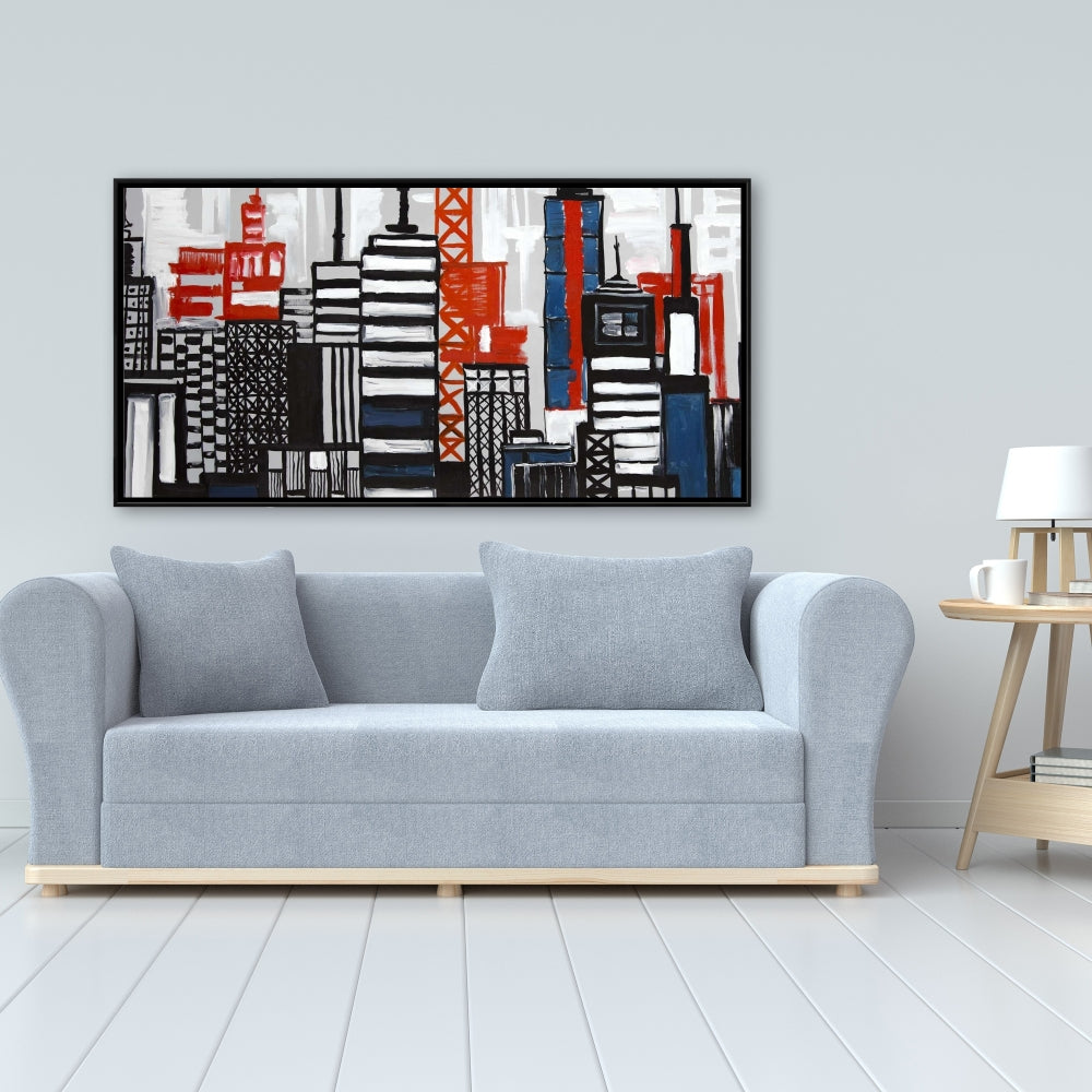 Geometric Towers and Buildings Canvas - Cities Contemporary Art