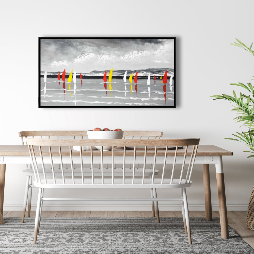 Sailing on the Lake White Bedroom Boat Canvas | Home Decor