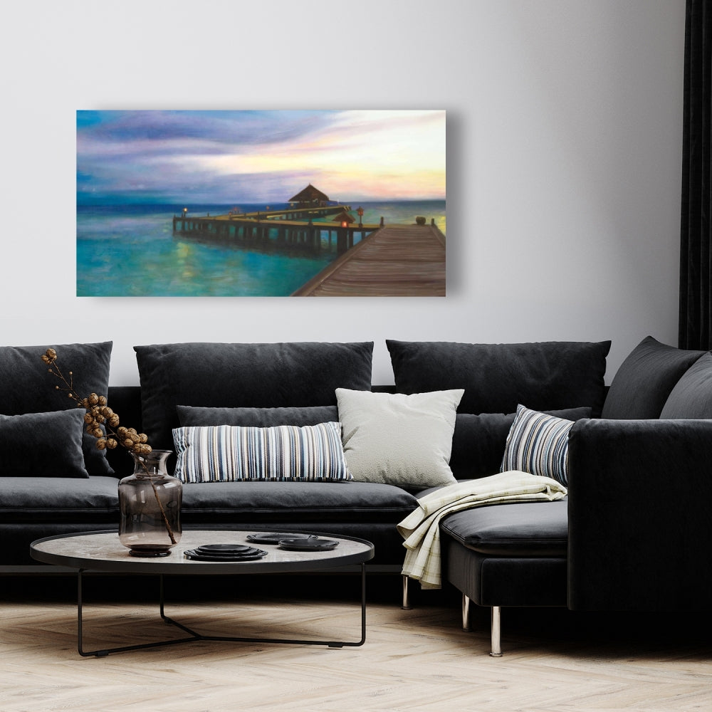 Boardwalk Sunset Coastal Canvas | Sea Bedroom Home Decor