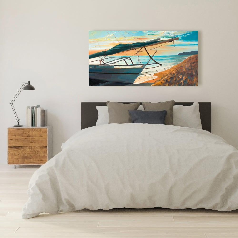 Peaceful Seaside Coastal Exotic Blue Canvas | Home Decor Art
