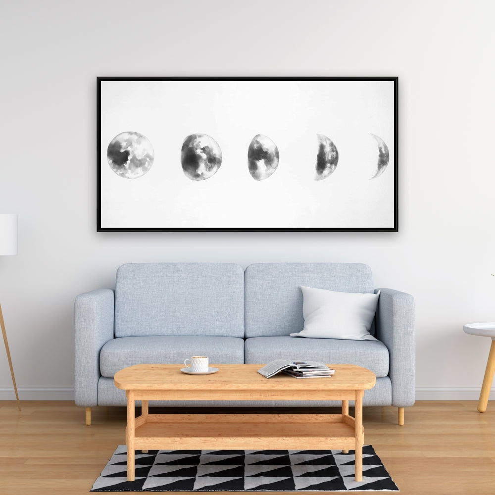 Black and White Eclipse Canvas | Monochrome Bedroom Decor