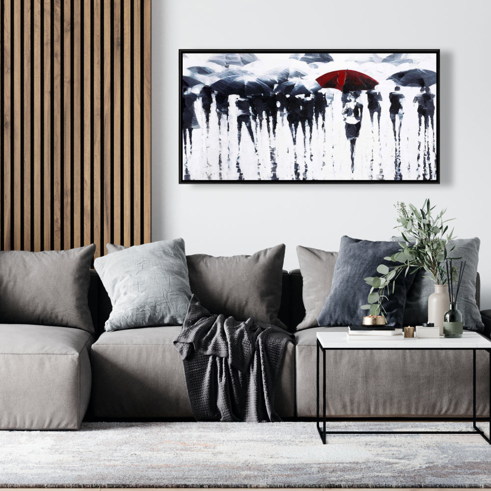 Blue Modern Framed Canvas - Abstract Silhouettes Home Decor