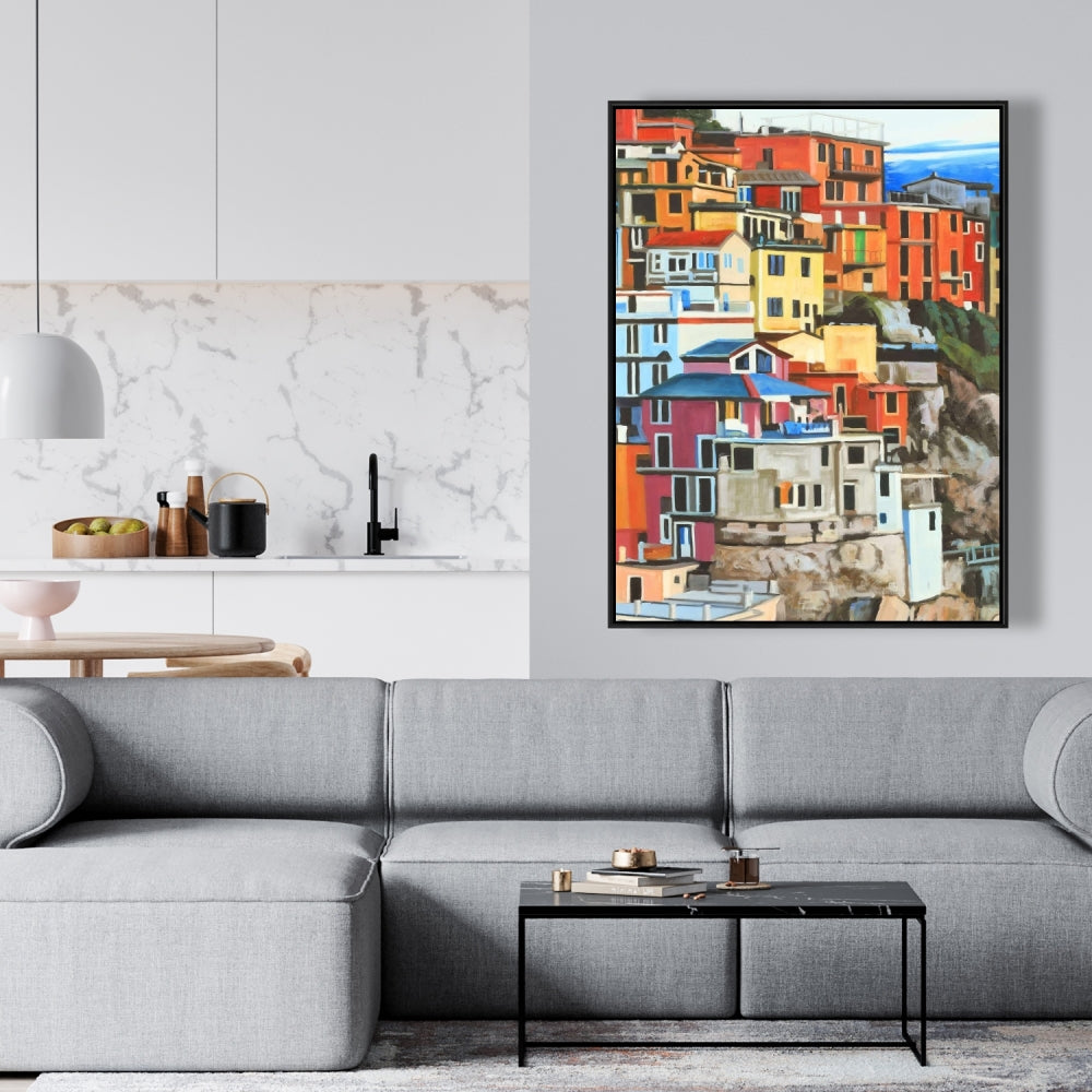 View of Manarola Italy | Exotic Framed Canvas Home Decor