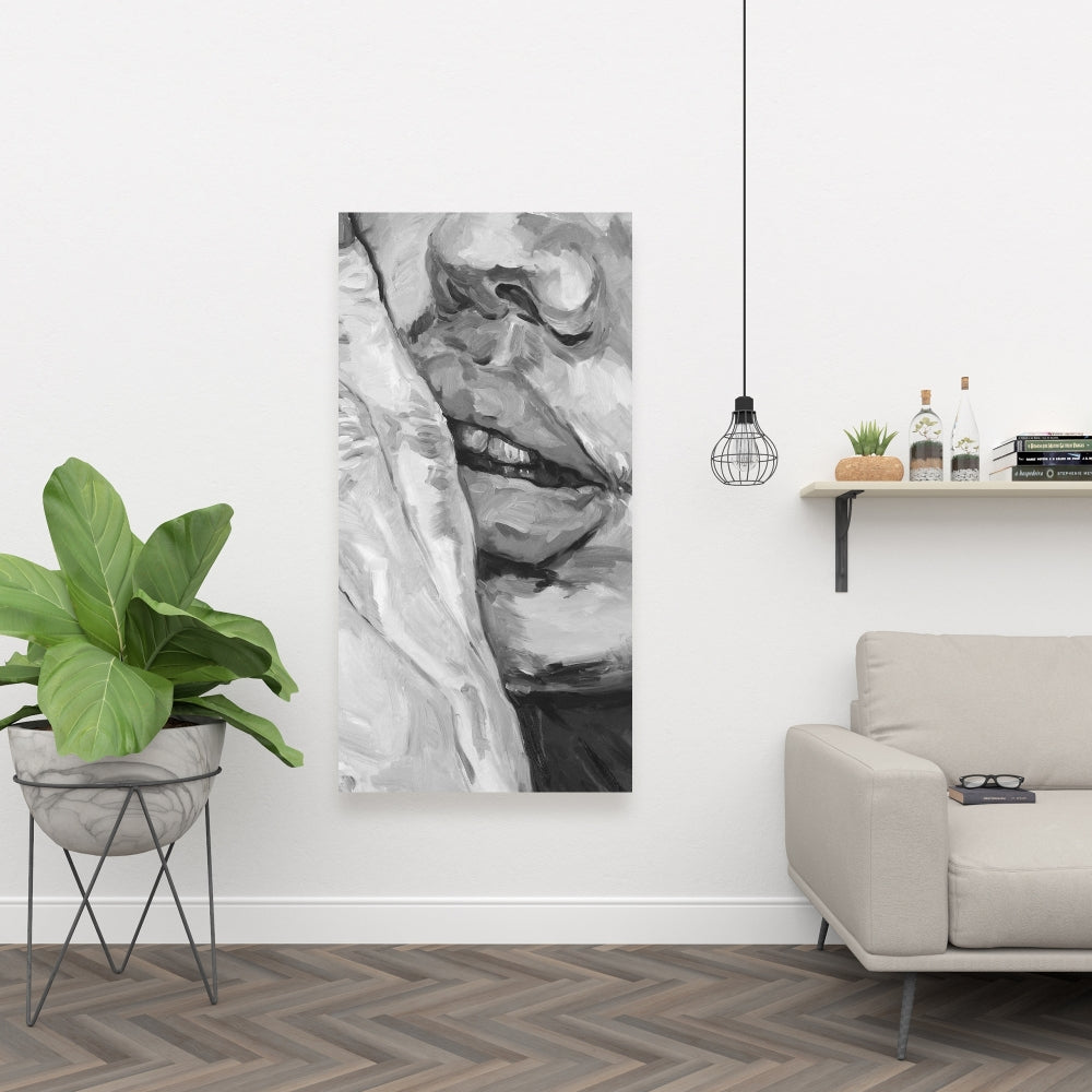 Luscious Lips Monochrome Canvas | Women's Bedroom Wall Art