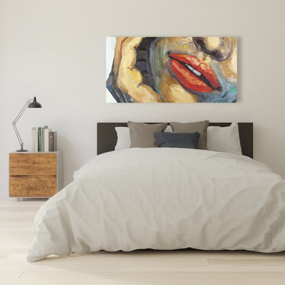 Irresistible Lips Closeup - Brown Canvas for Home Decor