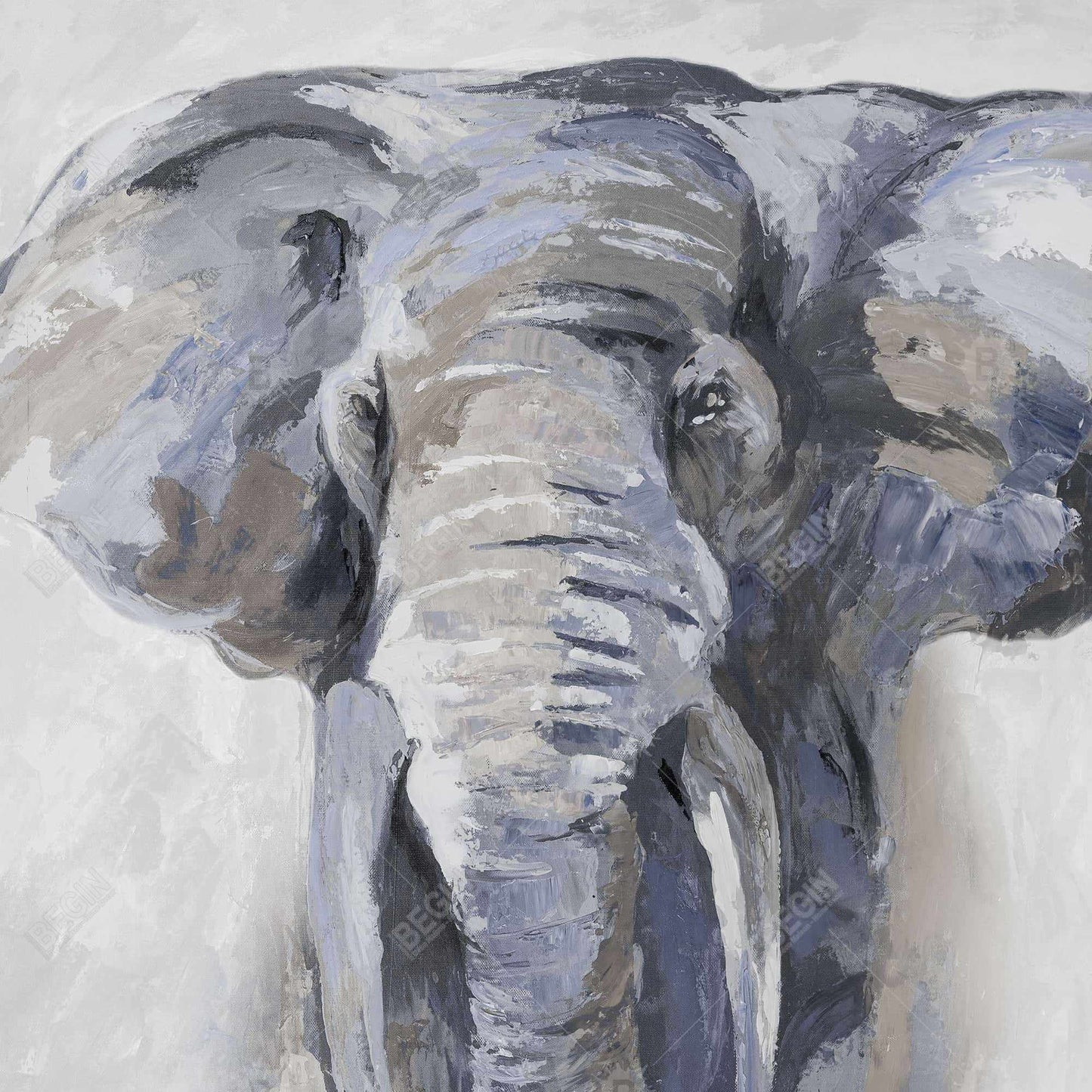 Pastel Blue Elephant Canvas | African Wildlife Home Decor