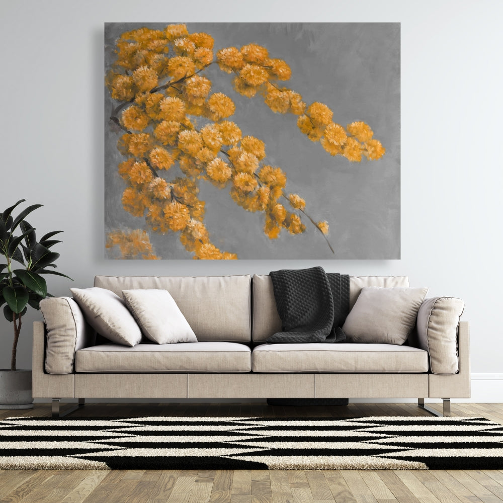 Golden Wattle Plant Canvas - Floral Botanical Bedroom Decor