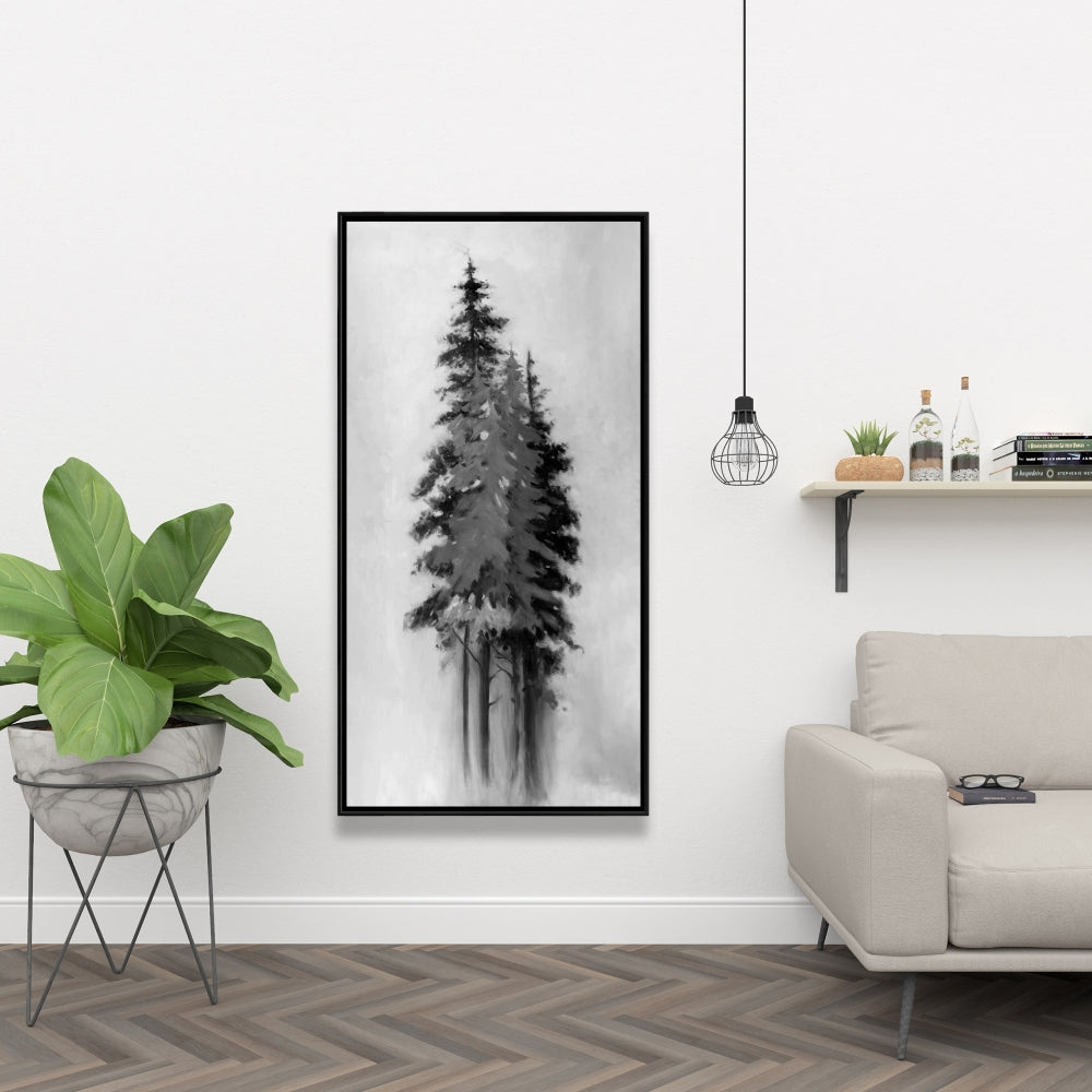 Silhouette of Trees Framed Canvas | Bedroom Home Decor Art