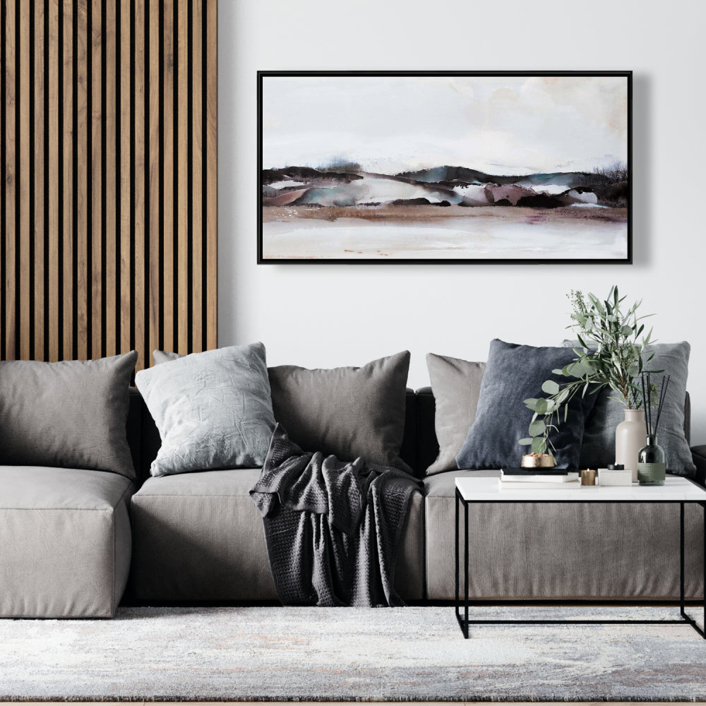 Blue Bedroom Watercolor Mountains Canvas - Modern Home Decor