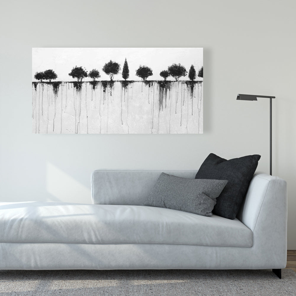 Industrial White Bedroom Canvas - Abstract Black Trees Decor