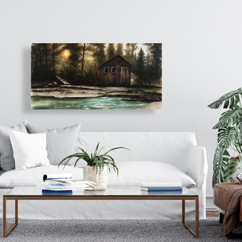 Rustic Landscapes Brown Canvas | Cabin in the Forest Decor