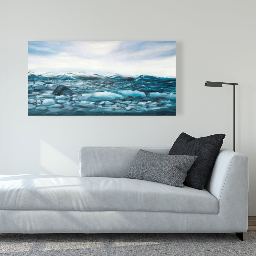 Glaciers in Iceland Canvas - Scandinavian Blue Home Decor