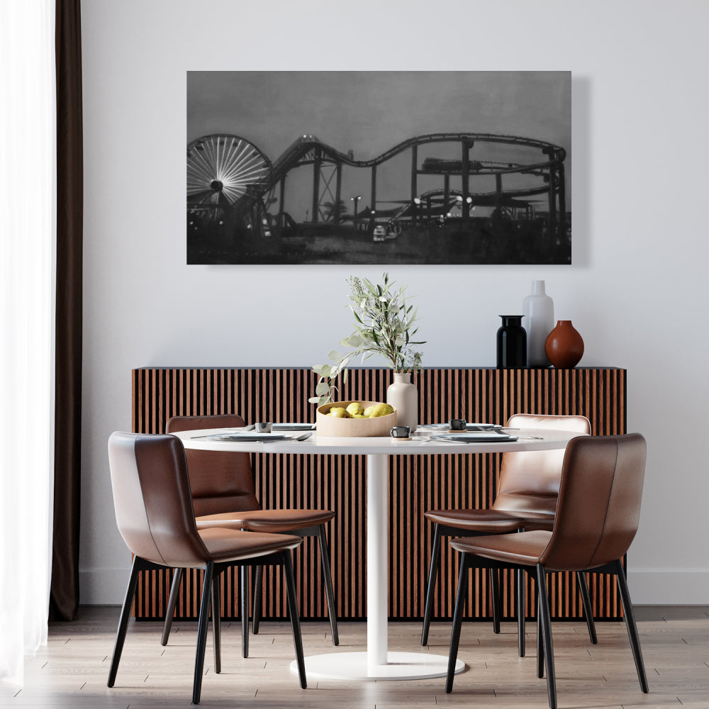 Amusement Park White Canvas | Home Decor Landscape Art