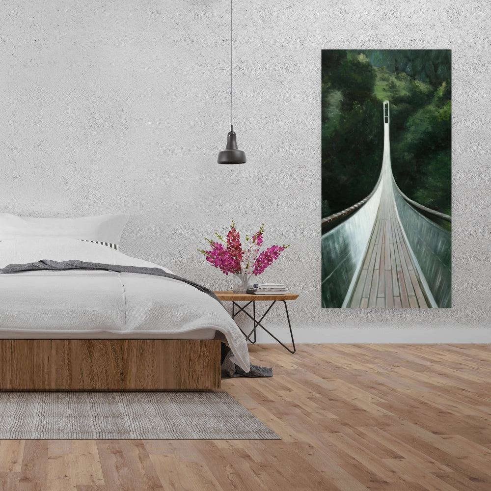 Steep Bridge Canvas | Bedroom Trees Brown Wall Art Decor