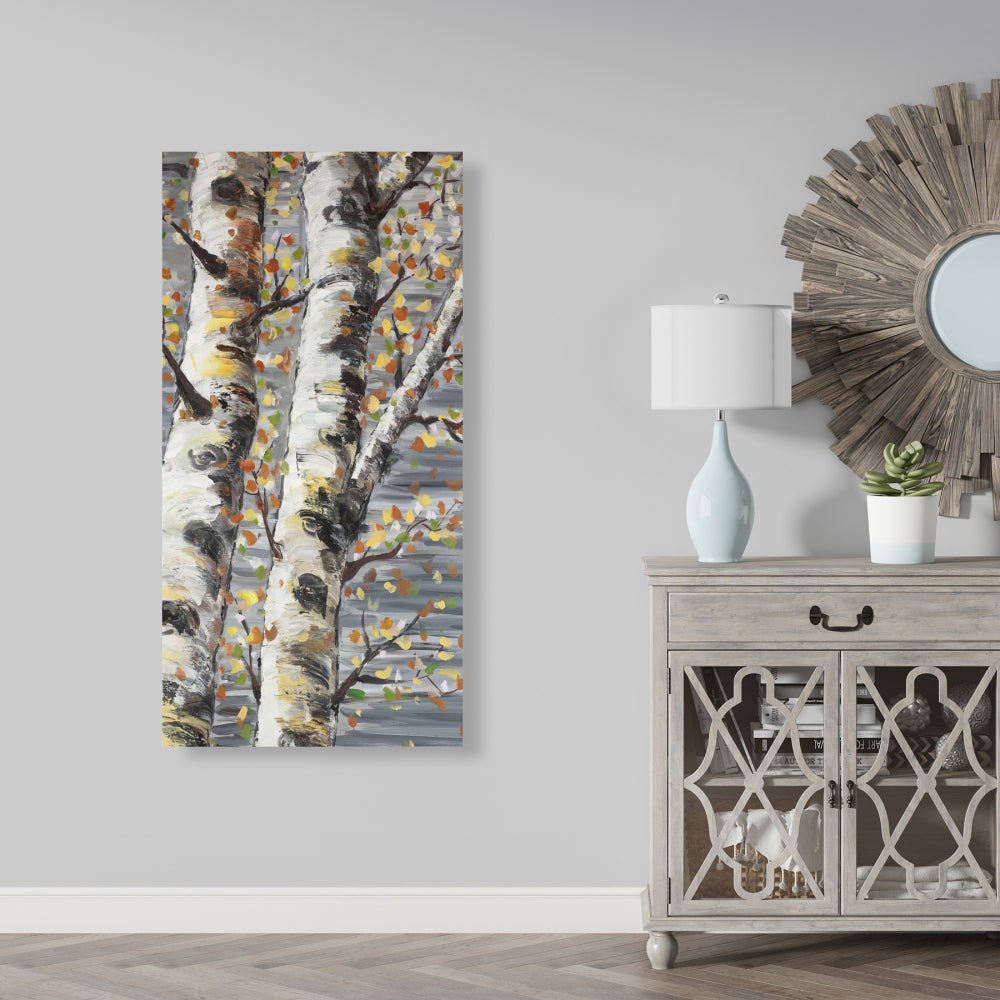 Budding White Birches Canvas | Contemporary Tree Art Decor