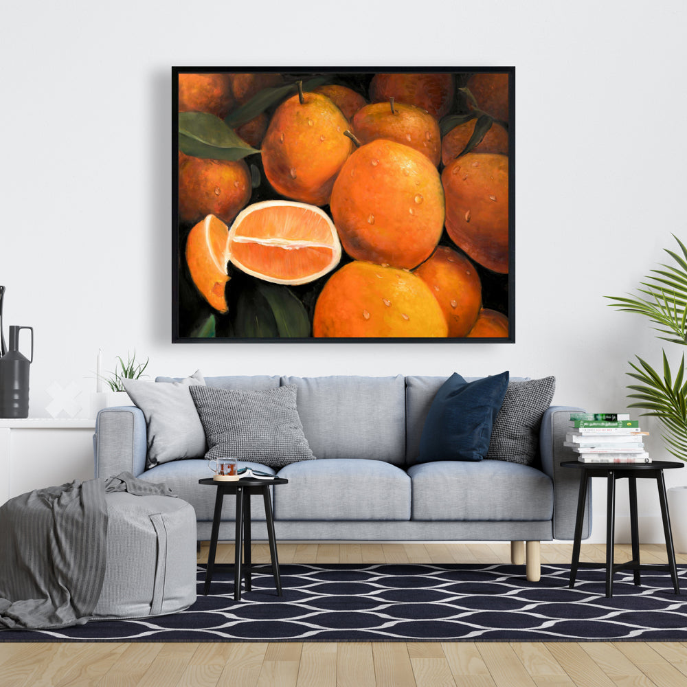 Toile hyperréaliste avec oranges fraîches pour la cuisine | Décoration d'intérieur